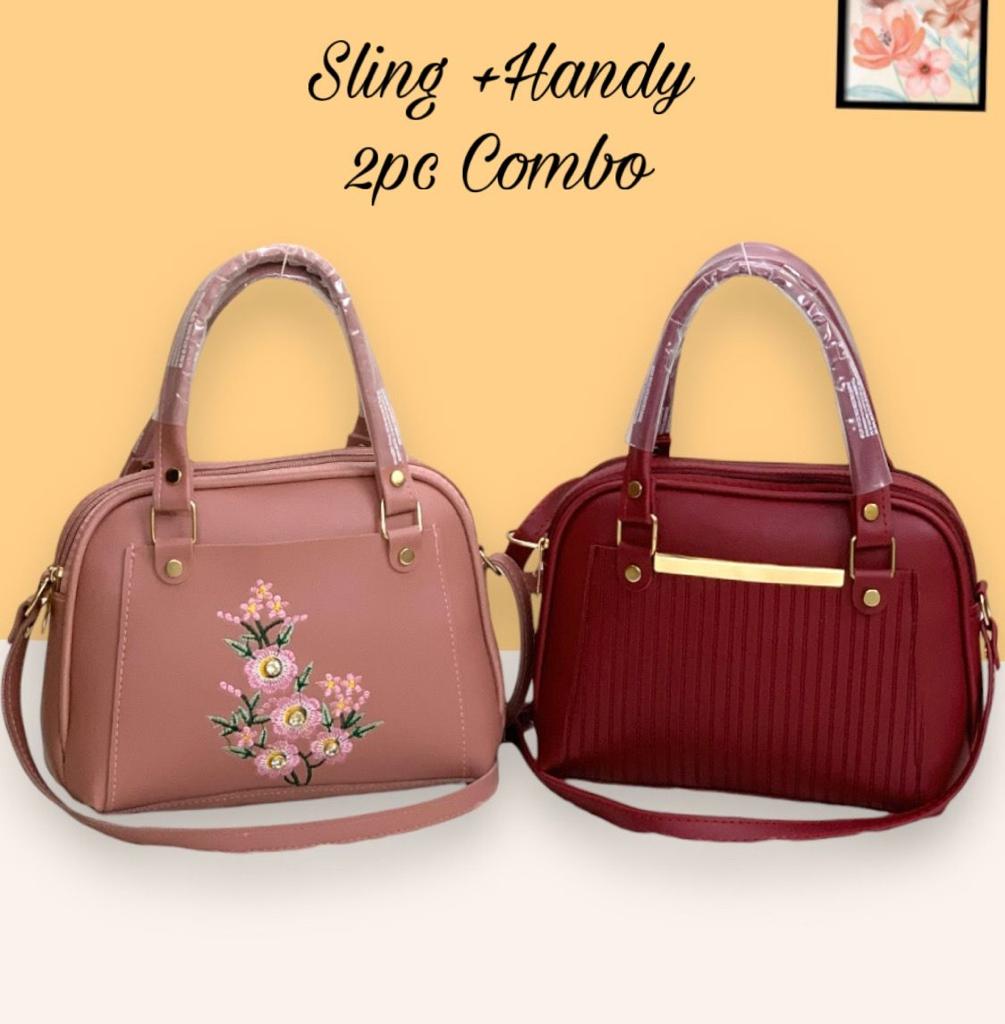 Chic Duo: PU Foam 2-Piece Combo Sling Bags Set